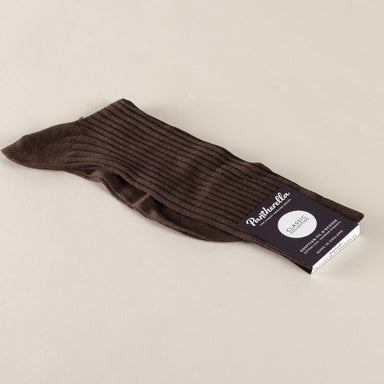 Pantherella Danvers socks rib - dark brown