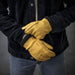 HESTRA Deerskin Primaloft Rib leather gloves - natural yellow